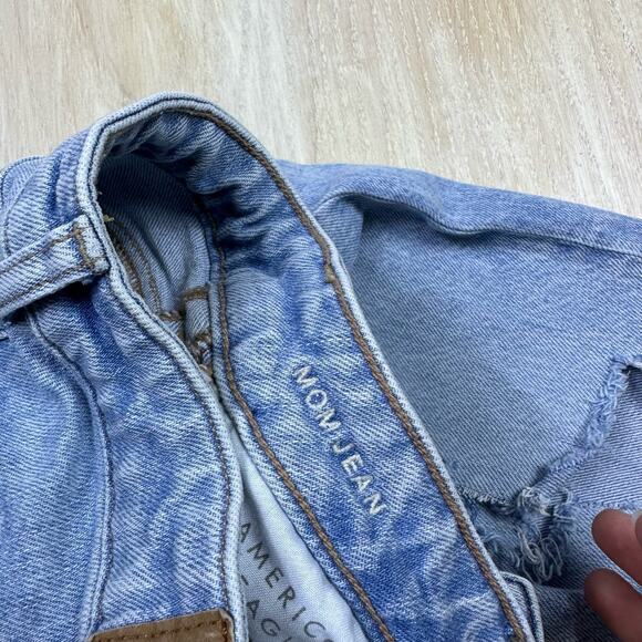 American Eagle Strigio Mom Jean Distressed Destroyed Ripped High Rise Jeans 0 - Picture 15 of 16